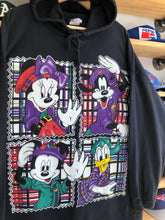 Load image into Gallery viewer, Vintage Mickey Unlimited Mickey Minnie Donald &amp; Goofy Long Sleeve Hooded Tee Size Large
