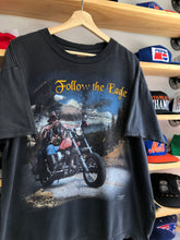 Load image into Gallery viewer, Vintage 3D Emblem Follow The Eagle Biker Tee Size Large
