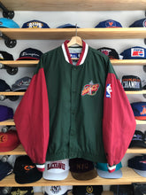 Load image into Gallery viewer, Vintage Pro Player Seattle Supersonics Snap Button Lightweight Bomber Jacket Size Medium
