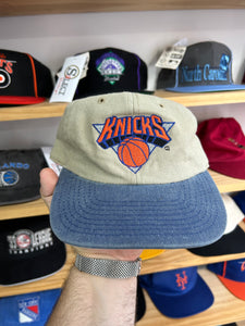 Vintage New York Knicks G Cap Khaki Denim Strapback Dad Hat