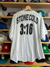 Load image into Gallery viewer, Vintage 90s Stone Cold Steve Austin 3:16 Pinstripe Baseball Jersey XL
