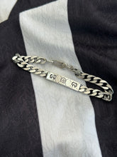 Load image into Gallery viewer, Gucci .925 Silver Curb Link GG Ghost ID Bar Bracelet
