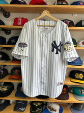 Load image into Gallery viewer, Vintage Majestic 2008 Derek Jeter Dual Patch Pinstripe Jersey Large

