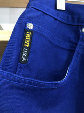 Load image into Gallery viewer, Deadstock Vintage Trust Blue Denim Cargo Pants Size 40x34
