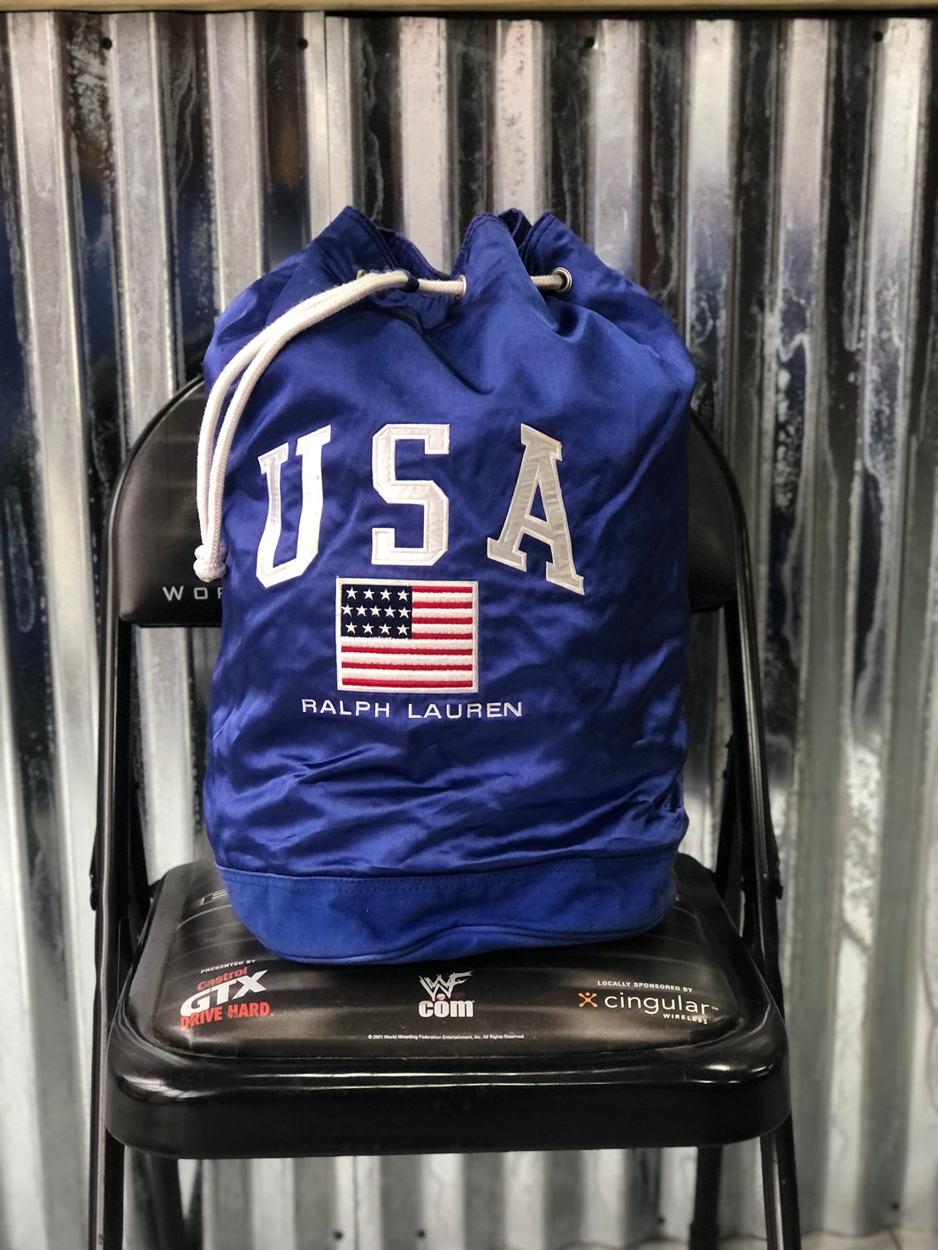 Vintage Ralph Lauren Polo Sport USA Satin Knapsack Bag