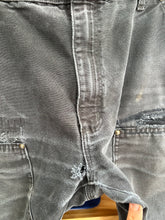 Load image into Gallery viewer, Carhartt 2014 Black Double Knees Faded Tatered &amp; Repairs 38x30
