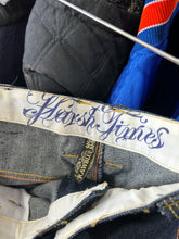 Load image into Gallery viewer, Vintage Y2K Raw Blue Harsh Times Patchwork Denim 36/32

