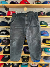 Load image into Gallery viewer, Carhartt 2014 Black Double Knees Faded Tatered &amp; Repairs 38x30
