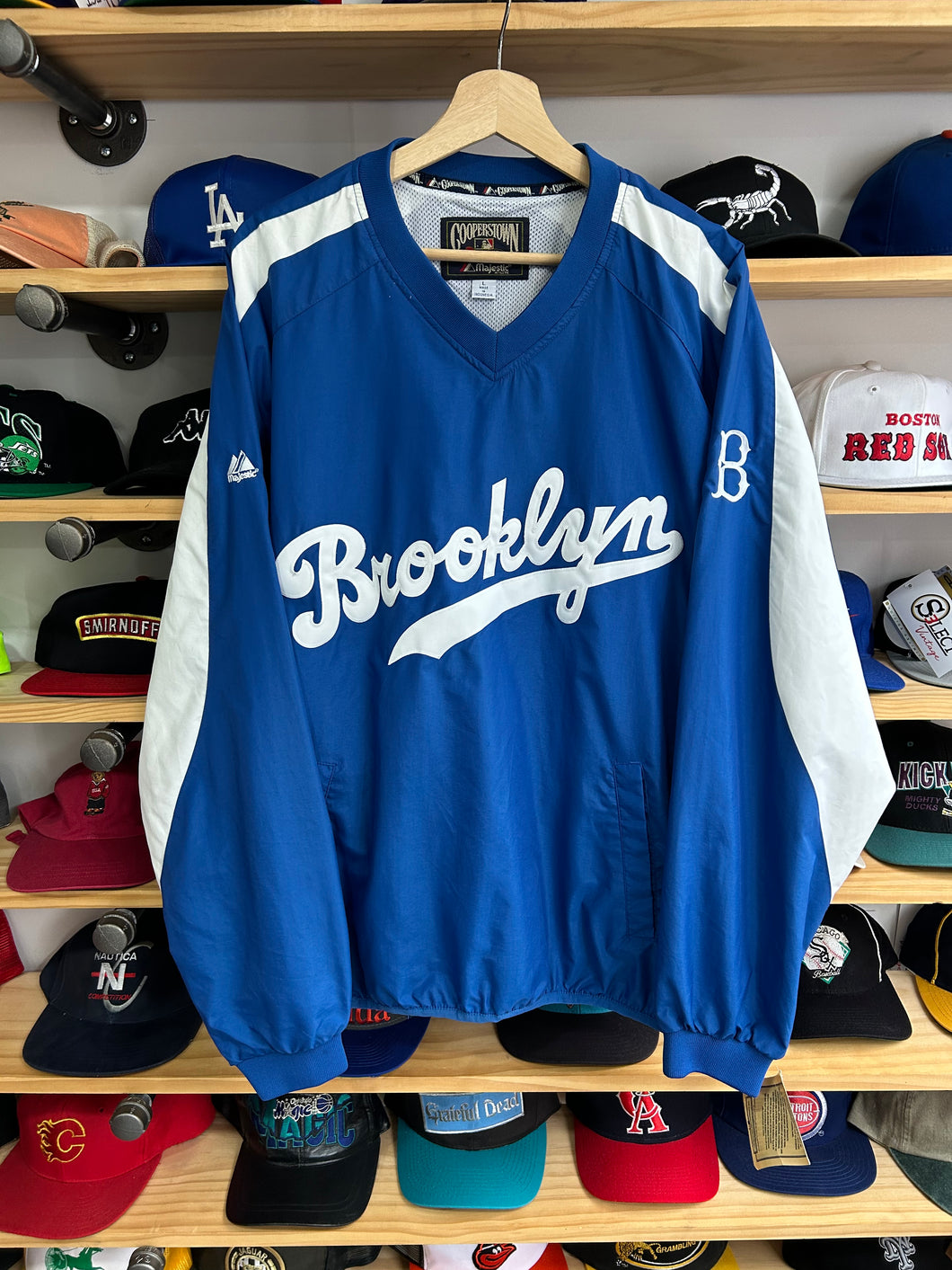 Vintage Majestic Cooperstown Brooklyn Dodgers Pullover Windbreaker Large NWT
