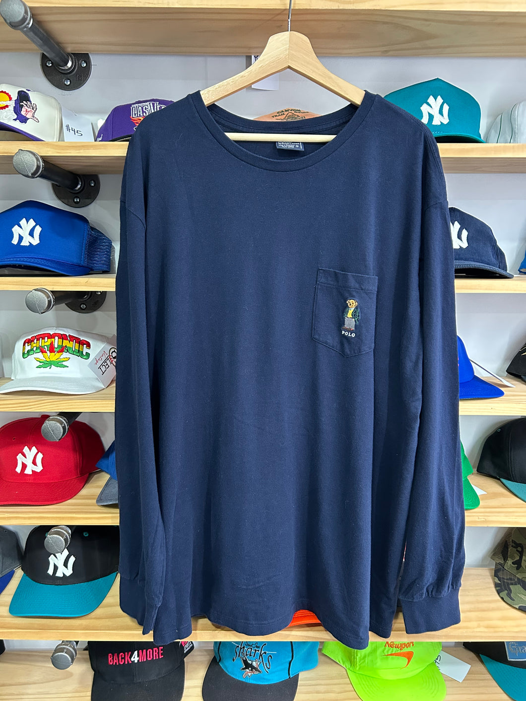 Vintage Polo Ralph Lauren Bear Long Sleeve Pocket Tee XL