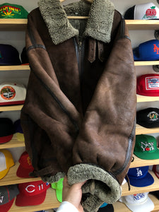 Vintage Calafate B-2 Chocolate Brown Shearling Bomber Size 2XL