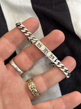 Load image into Gallery viewer, Gucci .925 Silver Curb Link GG Ghost ID Bar Bracelet
