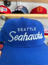 Load image into Gallery viewer, Vintage 1980s Sports Specialties Seattle Seahawks Single Line Wool Script Snapback

