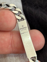 Load image into Gallery viewer, Gucci .925 Silver Curb Link GG Ghost ID Bar Bracelet

