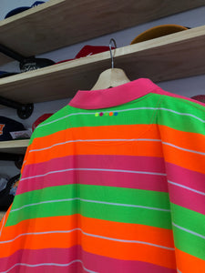 Vintage Coogi Neon Highlight Striped Polo Shirt Size 2XL