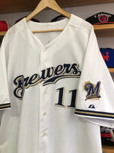 Load image into Gallery viewer, Deadstock Vintage Majestic Milwaukee Brewers Lyle Overbay Authentic Jersey Size 60
