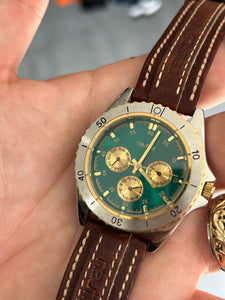 Vintage 90s Nautica Emerald Dial Quartz Diver Watch