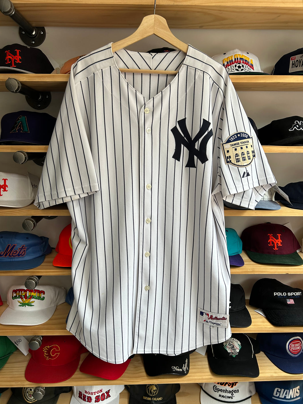 New York Yankees Majestic Authentic Pinstripe Blank w/ 2008 Patch 52 XXL
