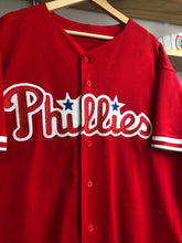 Load image into Gallery viewer, Vintage Majestic Philadelphia Phillies Rex Hudler Team Issued BP Jersey Size 50/2XL

