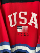 Load image into Gallery viewer, Vintage 90s Ralph Lauren Polo USA Flag Hockey Jersey L / XL
