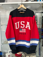 Load image into Gallery viewer, Vintage 90s Ralph Lauren Polo USA Flag Hockey Jersey L / XL

