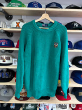 Load image into Gallery viewer, Vintage 1980s Polo Ralph Lauren Turquoise Unicrest Logo Knit Sweater Large
