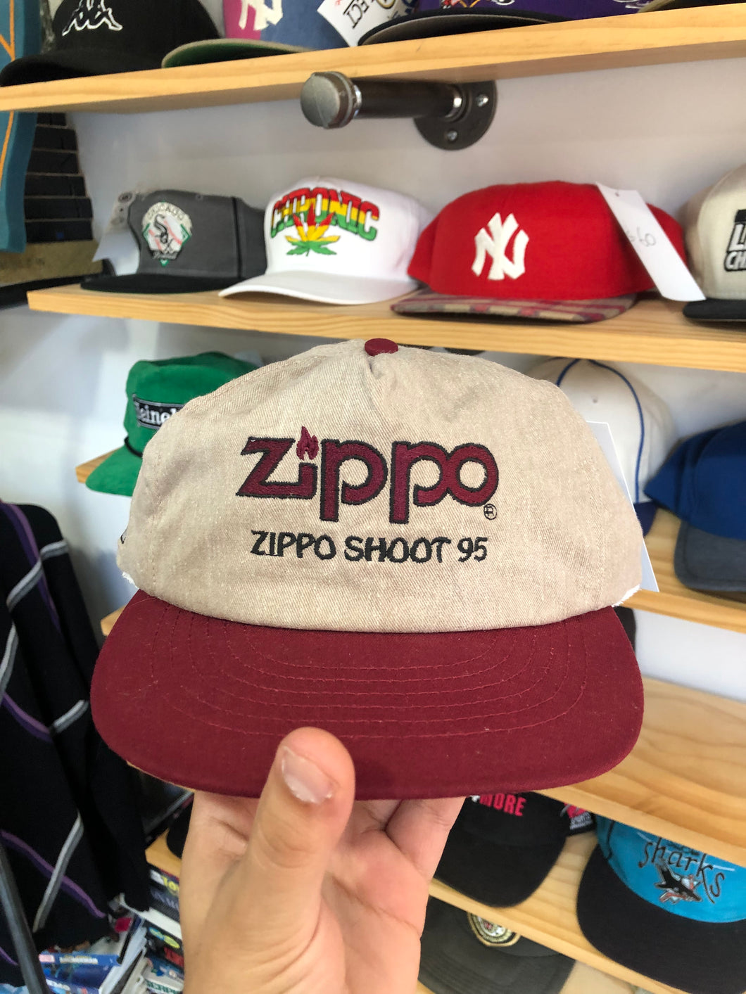 Vintage Zippo Lighter Shoot 95 Leather Strapback