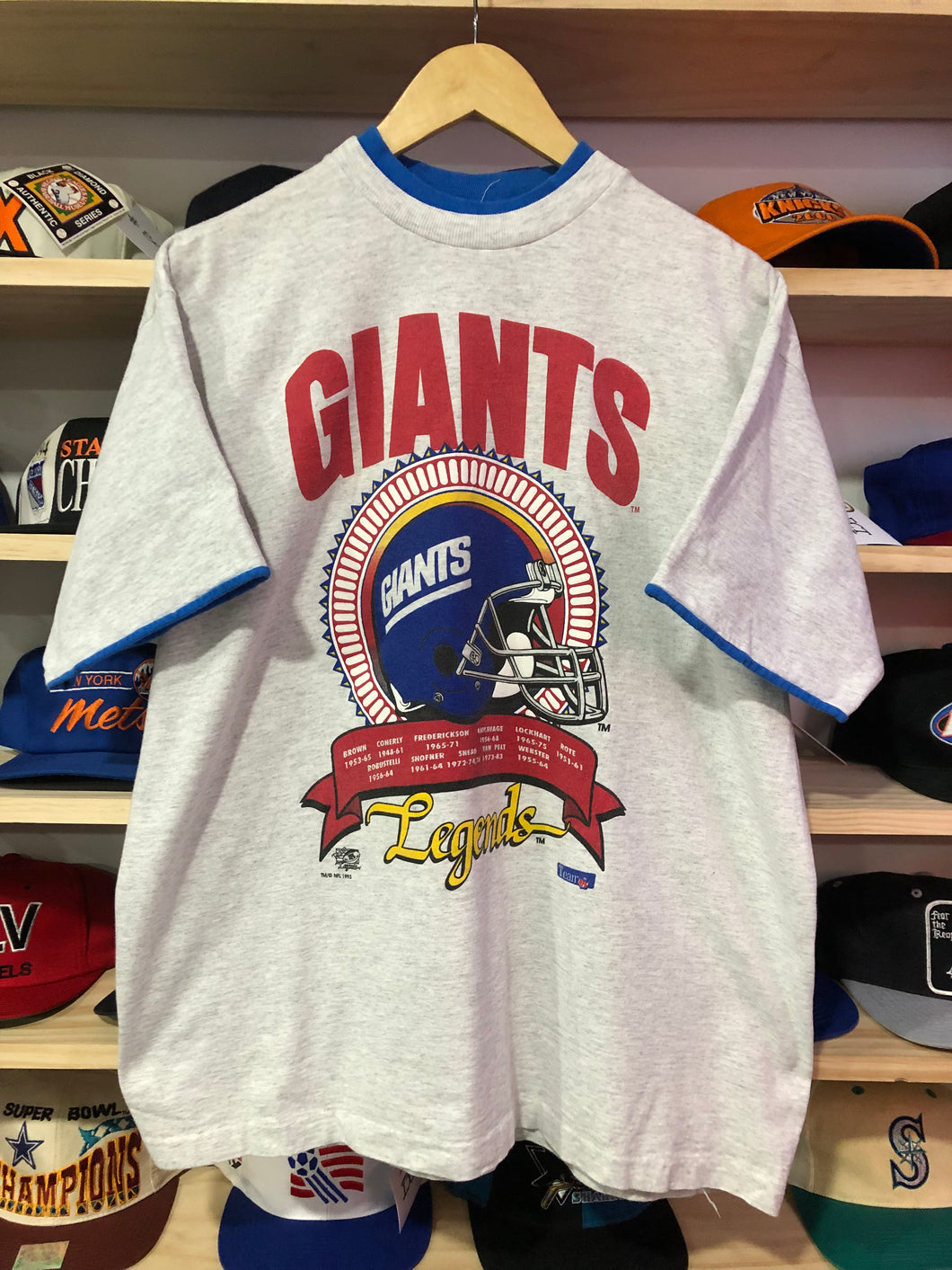 Vintage 1993 New York Giants Double Layered Style Tee Size Large