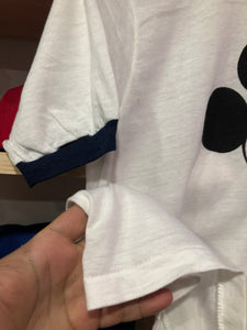 Vintage 80s Paper Thin Mickey Mouse Ringer Tee Size Medium