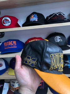 Vintage Leather Michigan Wolverines Hat