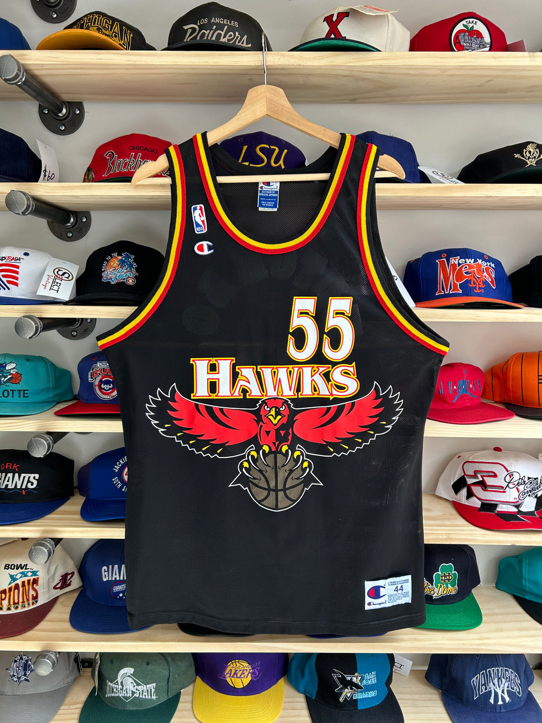 Vintage Atlanta Hawks Dikembe Mutombo Big Hawk Jersey 44 Large