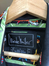 Load image into Gallery viewer, Vintage Nicole Miller Football Game All Over Silk Shirt Size L/XL
