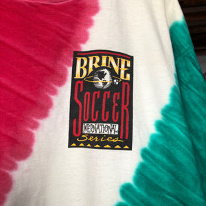 Vintage Single Stitched Tye-Die Brine Soccer International Series Double Sided Italy Tee Size XL