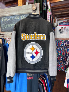 Vintage Pittsburgh Steelers GIII Suede Chenille Jacket Large