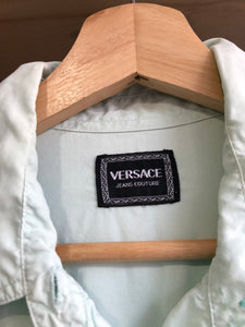 Vintage Versace Jeans Mint Color Button Shirt Size Large