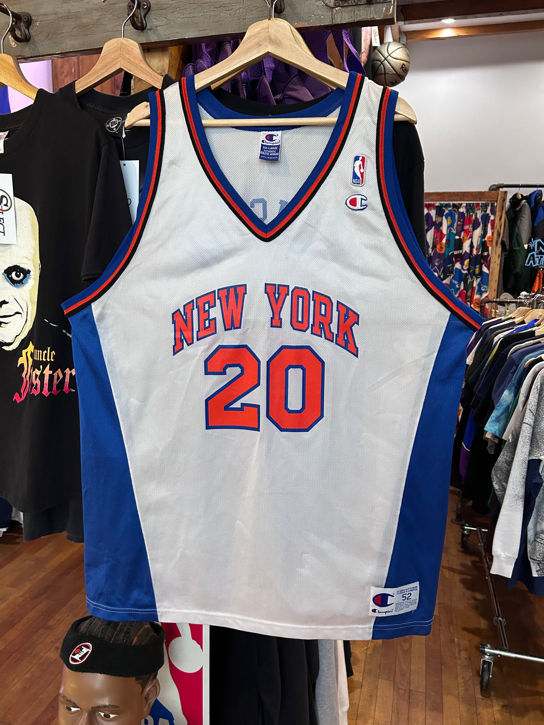 Vintage new york Knicks Allan Houston Stitched starter jersey blue  authentic size 52 90s. Facebook users visit www. for more  pictures — JtsHeroeShop