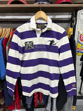 Load image into Gallery viewer, Vintage Ralph Lauren Rugby Purple England Striped Long Sleeve Small
