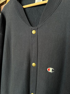 Vintage Champion Reverse Weave Navy Blue Snap Button Sweater Jacket XL / XXL