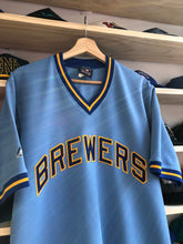 Load image into Gallery viewer, Vintage Majestic Cooperstown Milwaukee Brewers Throwback Jersey Size Medium
