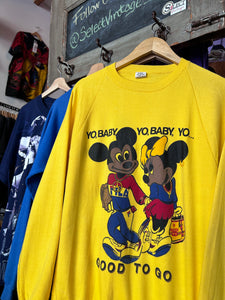 Vintage 1980s Yo Baby Mickey / Minnie Mouse Bootleg Designer Crewneck Medium