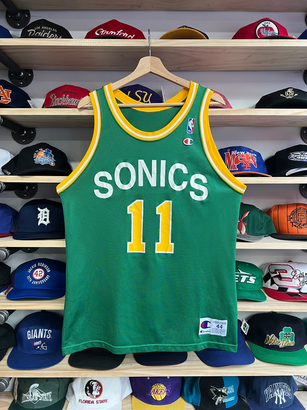 Vintage Early 90s Champion Seattle Sonics Detlef Schrempf Jersey Size 44/L