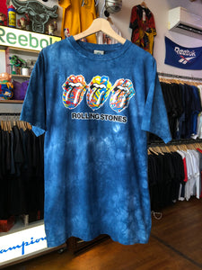 Vintage 2002 Liquid Blue Rolling Stones Tie Die Tee Size Large