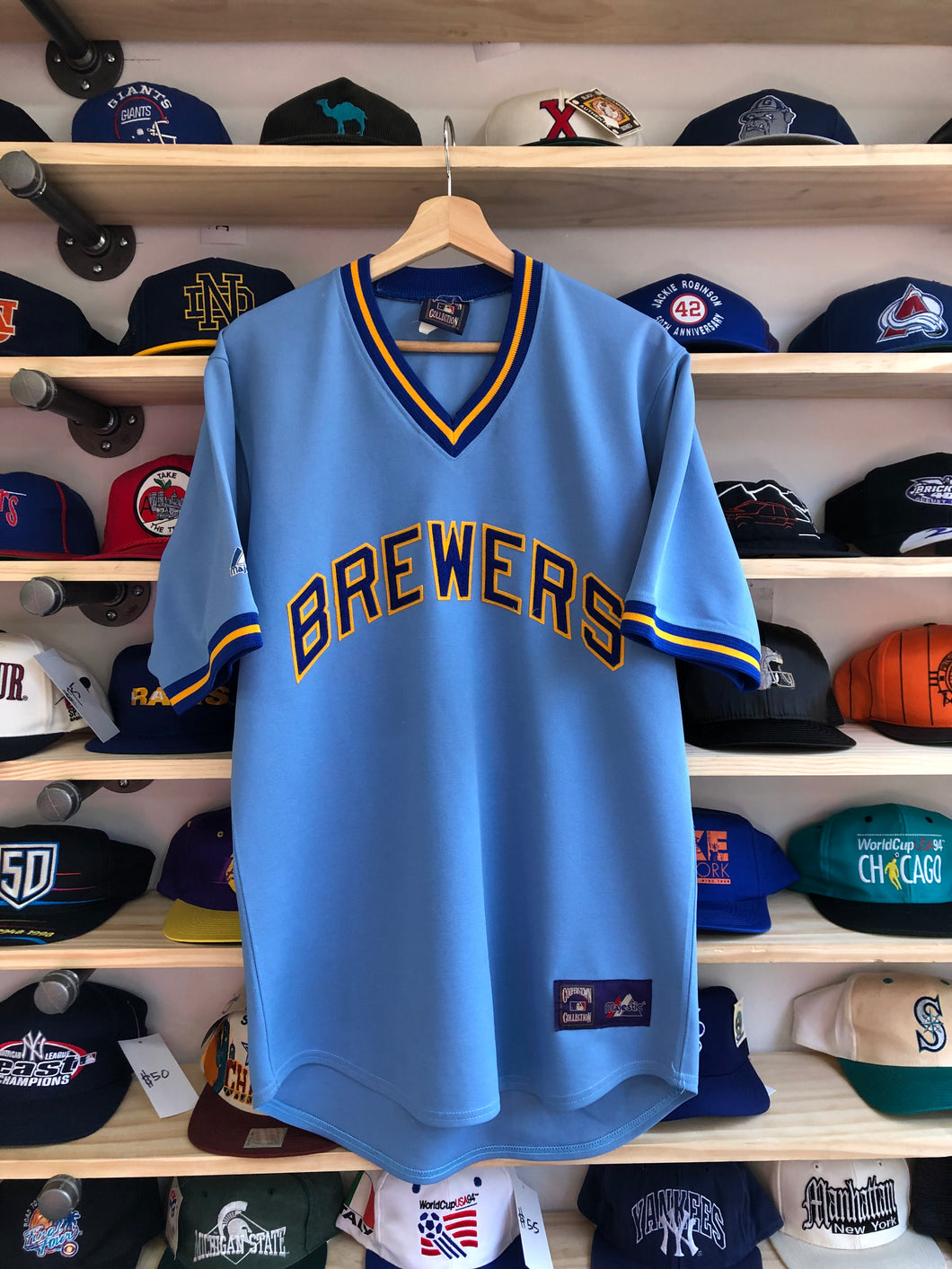 Vintage Majestic Cooperstown Milwaukee Brewers Throwback Jersey