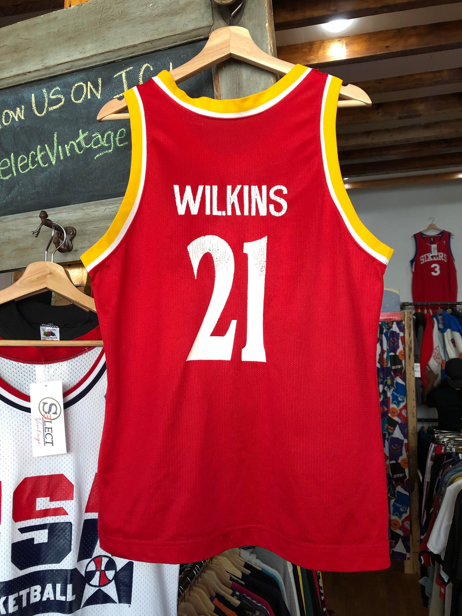 Dominique Wilkins Jersey Retirement Shirt size Men's Medium Atlanta Hawks  NBA