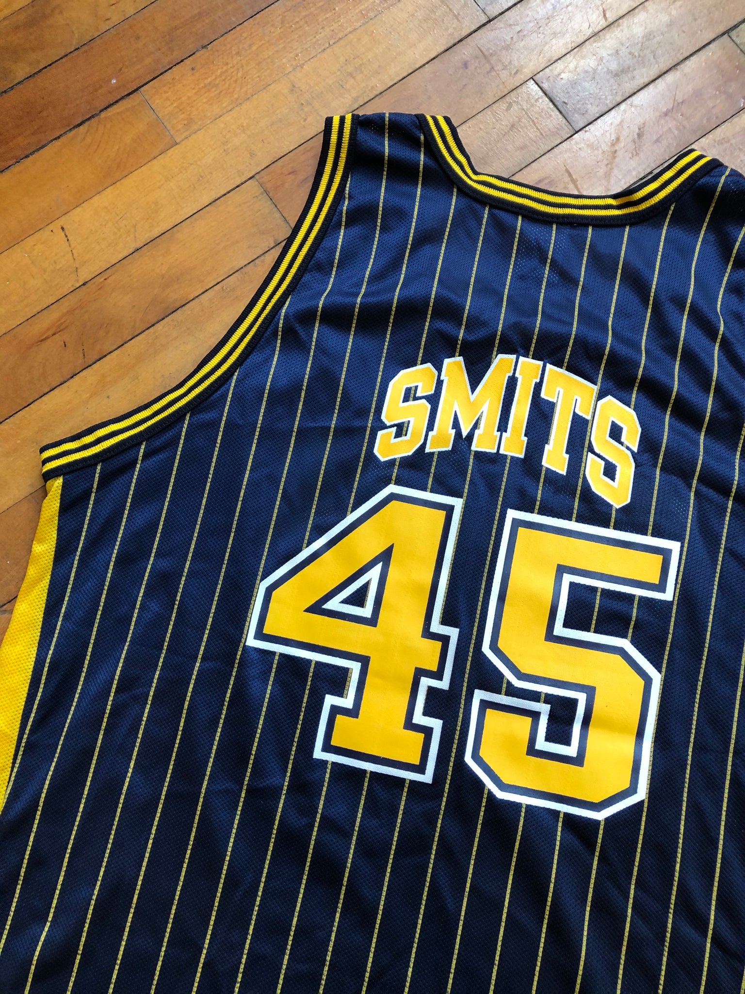 Vintage Indiana Pacers Pinstripe Jersey Navy Yellow Quality 