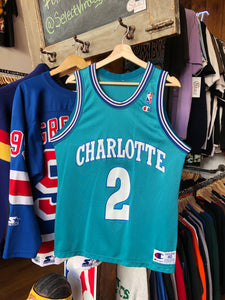 Vintage Early 90s Champion Charlotte Hornets Larry Johnson Sz 40 Medium