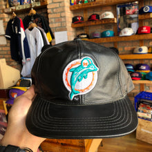 Load image into Gallery viewer, Vintage Drew Pearson Full Leather Miami Dolphins Logo Snapback
