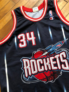 Vintage 90s Houston Rockets Olajuwon Euro Champion Replica Large