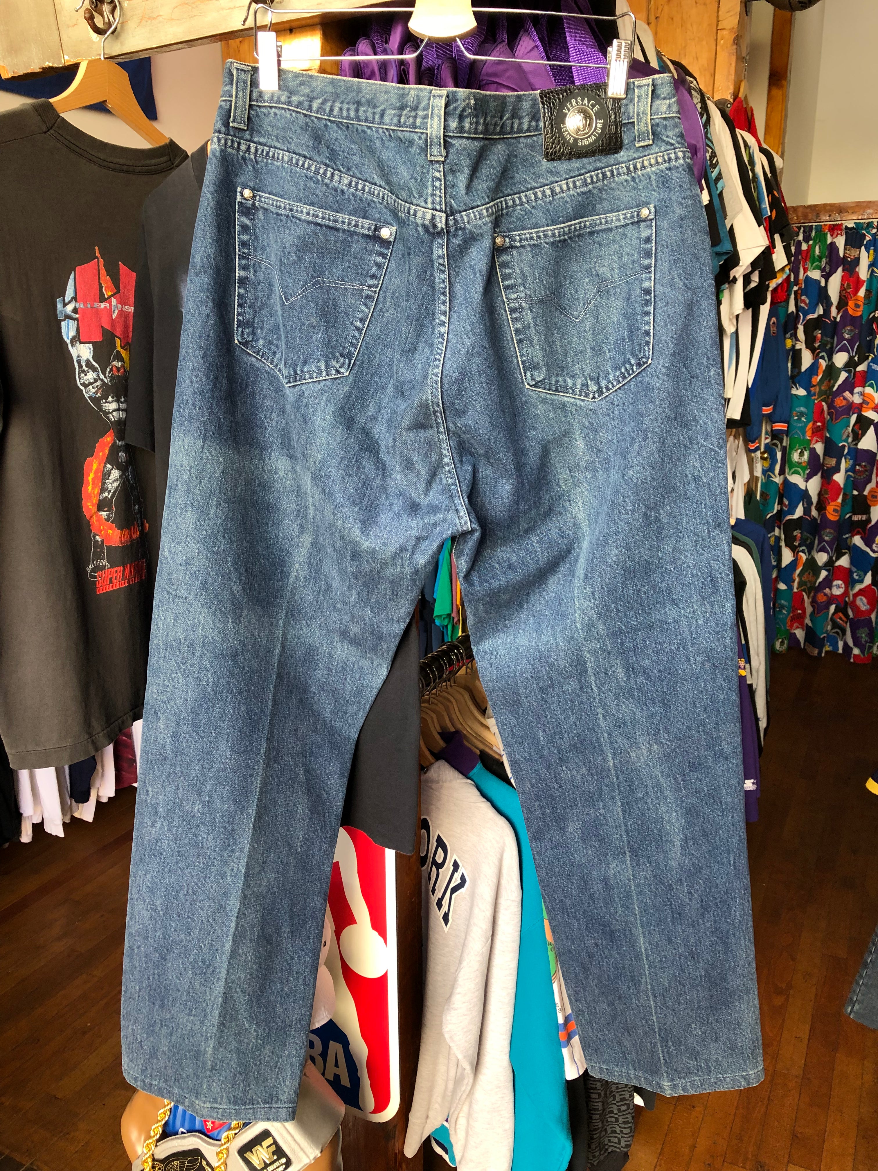 VERSACE JEANS SIGNATURE デニムシャツ Lサイズ VERSACE JEANS SIGNATURE blue cotton western women's shirt w