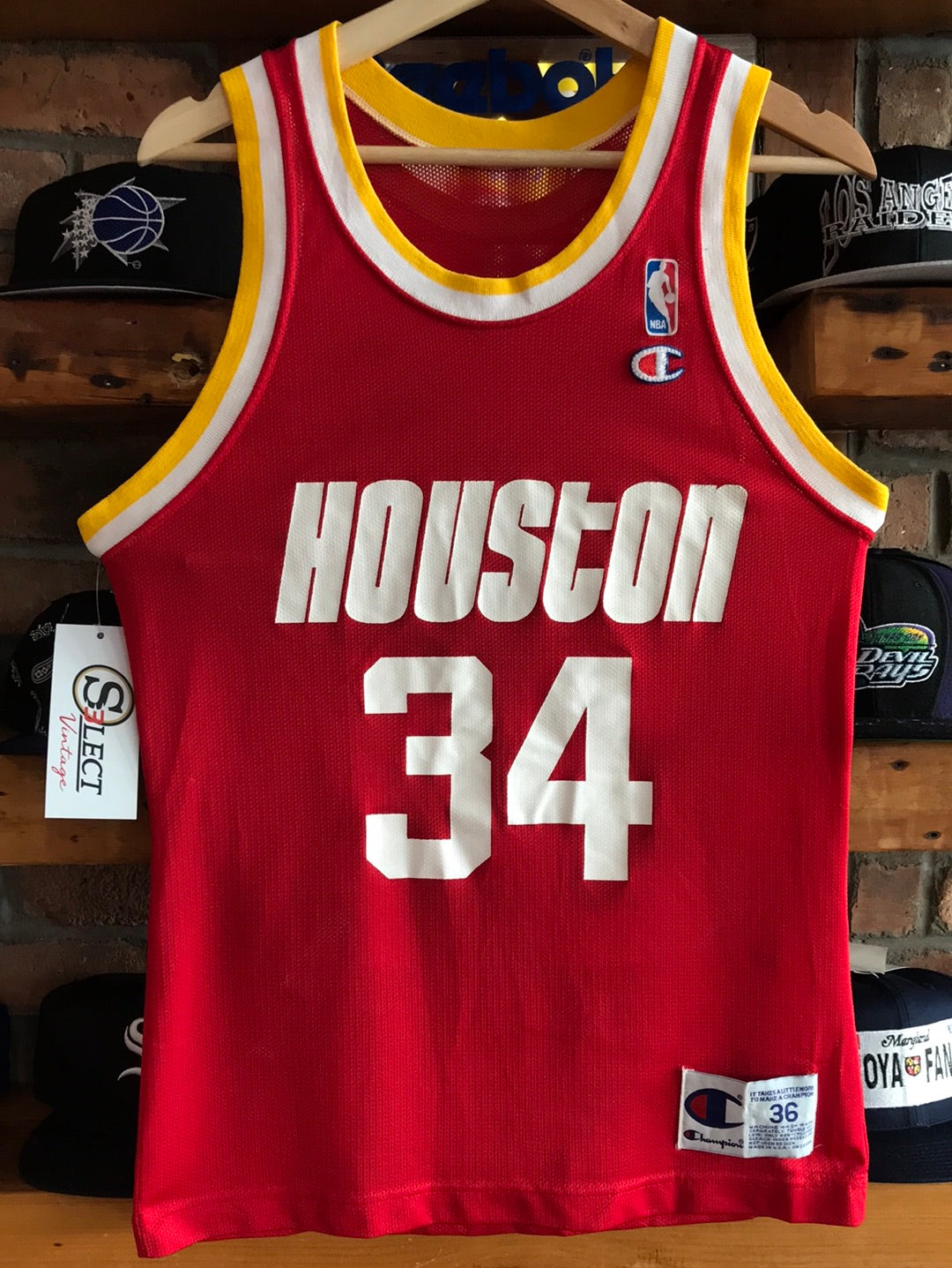 Size 48 . 34 Olajuwon 90s Vintage NBA Houston Jersey Made in -  Denmark